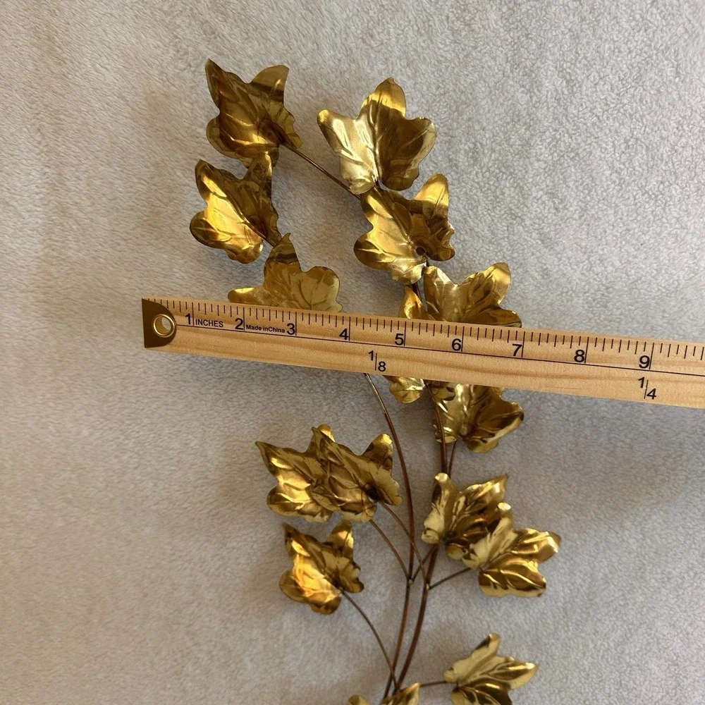 HOMCO‎ Vintage Ivy Leaf Branch Brass & Gold Tone Metal Wall Decor 18